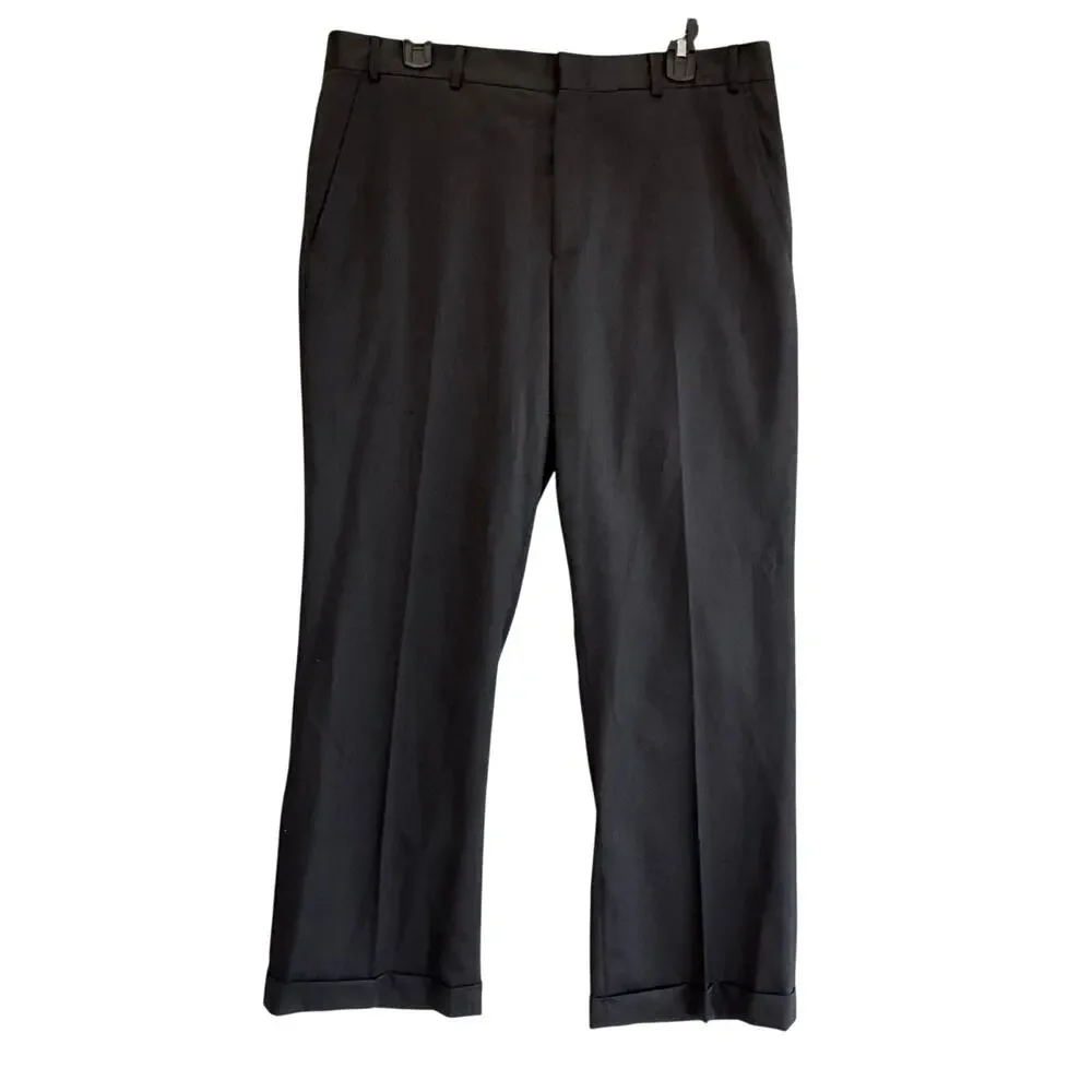 Kenneth Cole 100% Wool Black 2-Piece Suit 40L Blazer 33W Pants Classic Fit